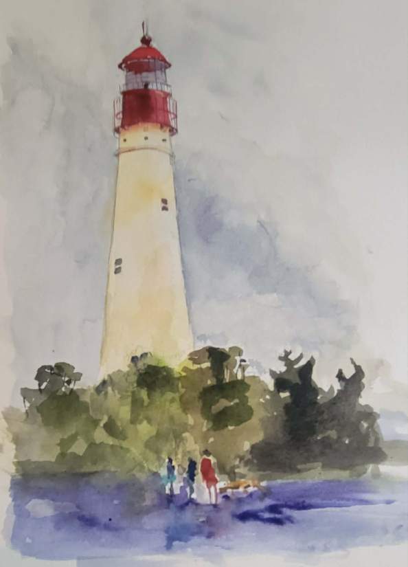 Cape May Light House in watercolor